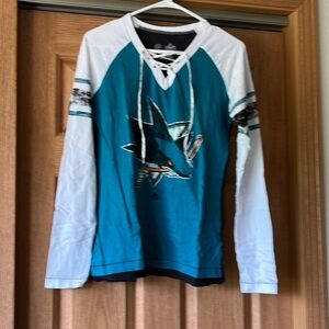Majestic Women’s San Jose Sharks Long Sleeve Hockey Tee NWOT Sized Medium